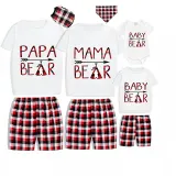 Christmas Matching Family Pajamas Papa Mama and Baby Bear White Short Pajamas Set