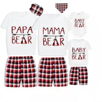 Christmas Matching Family Pajamas Papa Mama and Baby Bear White Short Pajamas Set