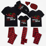 Christmas Matching Family Pajamas Dachshund Through the Snow Plaids Black Pajamas Set
