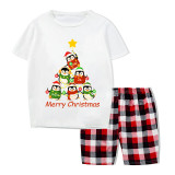 Christmas Matching Family Pajamas Penguins Tree Merry Christmas White Short Pajamas Set