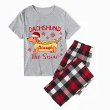 Christmas Matching Family Pajamas Dachshund Through the Snow White Short Pajamas Set