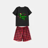 Christmas Matching Family Pajamas Dinosaur Rawr Fala Black Pajamas Set