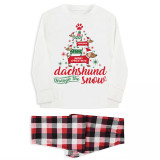 Christmas Matching Family Pajamas Dachshund Through the Snow Tree White Pajamas Set
