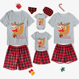 Christmas Matching Family Pajamas Sloth Christmas Gift Gray Short Pajamas Set