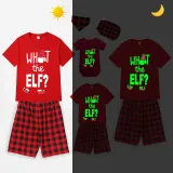 Christmas Matching Family Pajamas Luminous Glowing What The Elf Short Pajamas Set