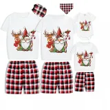 Christmas Matching Family Pajamas Crutches Gnomie with Deer White Short Pajamas Set