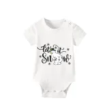 Christmas Matching Family Pajamas Let It Snow Gray Short Plaids Pants Pajamas Set