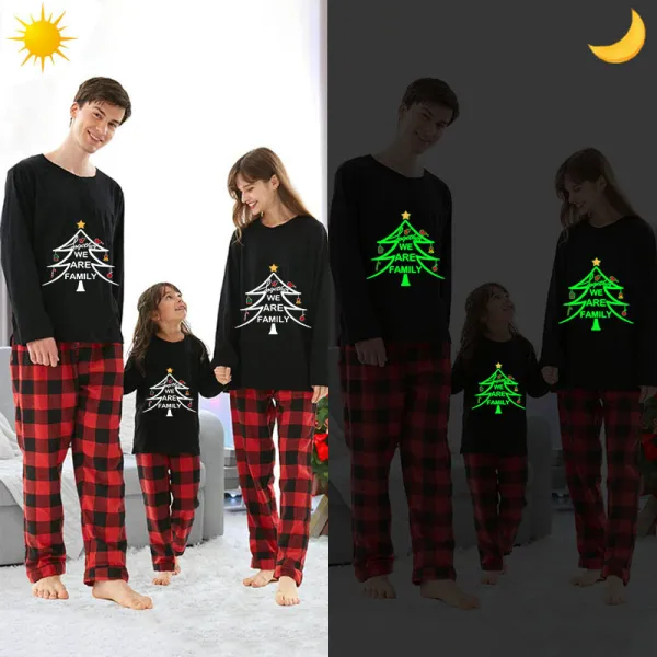 Christmas Matching Family Pajamas Luminous Glowing We Are Family Tree Black Pajamas Set