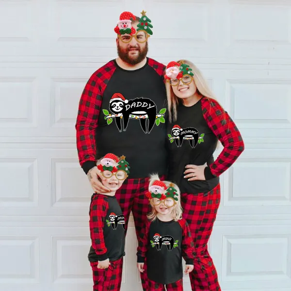 Christmas Matching Family Pajamas Sloth Family Black Pajamas Set