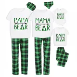 Christmas Matching Family Pajamas Papa Mama and Baby Bear Green Pajamas Set