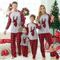 Christmas Matching Family Pajamas Plaids Deer Head Gray Pajamas Set