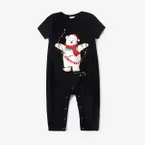 Christmas Matching Family Pajamas Christmas String Light Bear Black Pajamas Set