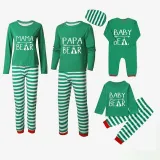 Christmas Matching Family Pajamas Papa Mama and Baby Bear Green Stripes Pajamas Set