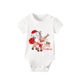 Christmas Matching Family Pajamas Merry Christmas Penguin Deer Gray Short Pajamas Set