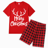 Christmas Matching Family Pajamas Luminous Glowing Christmas Deer Hat Short Pajamas Set