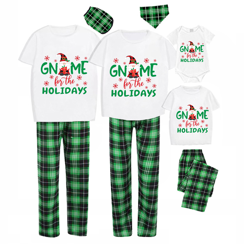 Christmas Matching Family Pajamas Through Snowflakes Gnomie For the Holidays Green Pajamas Set