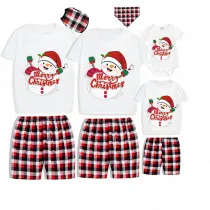 Christmas Matching Family Pajamas Merry Christmas Snowman White Short Pajamas Set