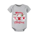 Christmas Matching Family Pajamas Three Bear Snowman Merry Christmas Gray Short Pajamas Set