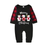 Christmas Matching Family Pajamas Three Bear Snowman Merry Christmas Black Pajamas Set