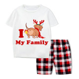 Christmas Matching Family Pajamas I Love My Family Dachshund Gray Short Pajamas Set