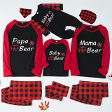 Christmas Matching Family Pajamas Papa Mama and Baby Bear Family Black Red Plaids Pajamas Set