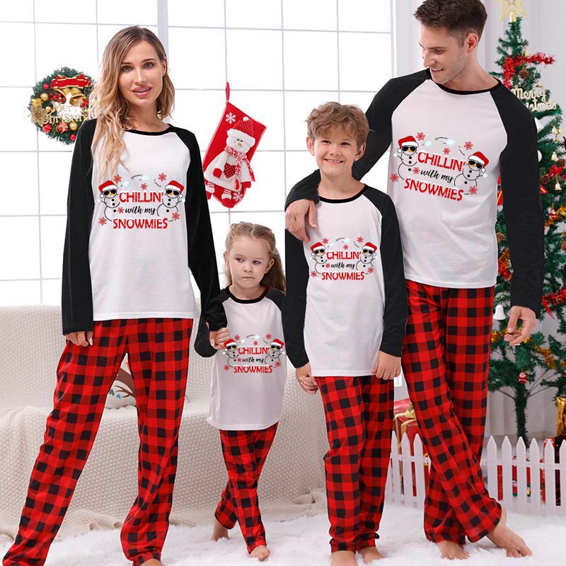 Christmas Matching Family Pajamas Snowflake Chillin' Snowmies White Pajamas Set