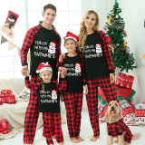 Christmas Matching Family Pajamas Chillin' with Snowman Black Pajamas Set