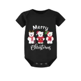 Christmas Matching Family Pajamas Three Bear Snowman Merry Christmas Black Pajamas Set