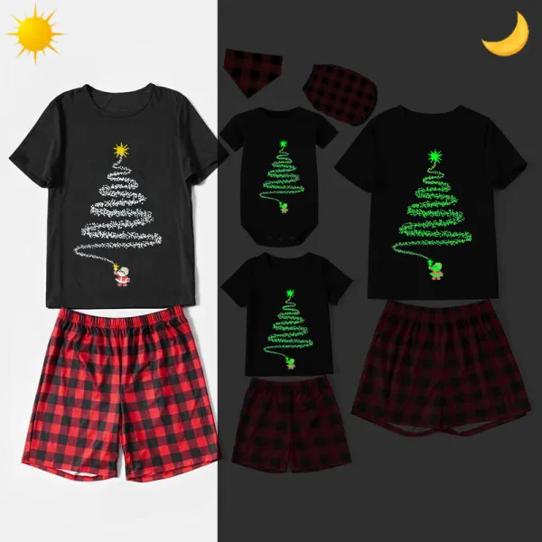 Christmas Matching Family Pajamas Luminous Glowing Fireworks Short Pajamas Set
