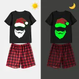 Christmas Matching Family Pajamas Luminous Glowing Santa Christmas Short Pajamas Set