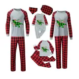 Christmas Matching Family Pajamas Dinosaur Rawr Fala Gray Pajamas Set