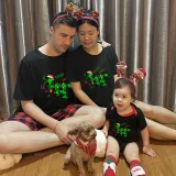 Christmas Matching Family Pajamas Dinosaur Rawr Fala Black Pajamas Set