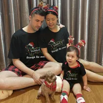 Christmas Matching Family Pajamas Dachshund Through the Snow Points Black Pajamas Set