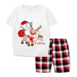Christmas Matching Family Pajamas Merry Christmas Penguin Deer Gray Short Pajamas Set