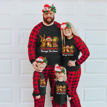 Christmas Matching Family Pajamas Dachshund Through the Snow Three Pets Black Pajamas Set