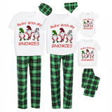 Christmas Matching Family Pajamas Rollin' with My Gnomies Green Pajamas Set