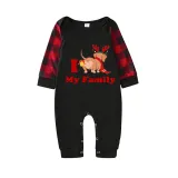 Christmas Matching Family Pajamas I Love My Family Dachshund Black Pajamas Set