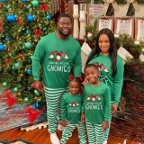 Christmas Matching Family Pajamas Sitting Gnimoes Green Strips Pajamas Set