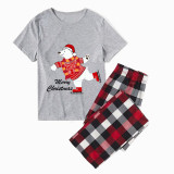 Christmas Matching Family Pajamas Skating Bear Merry Christmas Gray Short Pajamas Set