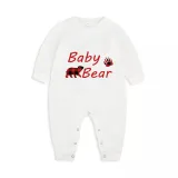 Christmas Matching Family Pajamas Papa Mama and Baby Bear Family White Pajamas Set