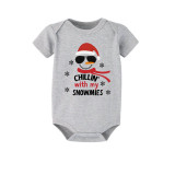 Christmas Matching Family Pajamas Chillin' with Hat Snowman White Short Red Pants Pajamas Set