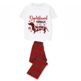Christmas Matching Family Pajamas Dachshund Through the Snow Plaids White Short Pajamas Set