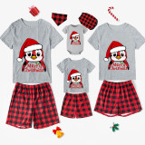 Christmas Matching Family Pajamas Hat Penguins Merry Christmas White Short Pajamas Set