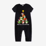 Christmas Matching Family Pajamas Penguins Tree Merry Christmas Black Pajamas Set