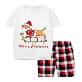 Christmas Matching Family Pajamas Merry Christmas Dachshund Gray Short Pajamas Set
