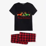 Christmas Matching Family Pajamas Merry Christmas Dachshund Heart Black Pajamas Set