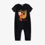 Christmas Matching Family Pajamas Sloth Christmas Gift Black Pajamas Set