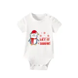 Christmas Matching Family Pajamas Let It Snow Penguin Gray Short Pajamas Set