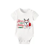 Christmas Matching Family Pajamas Here Comes Santa Paws White Short Pajamas Set