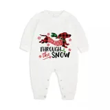 Christmas Matching Family Pajamas Dachshund Through the Snow Plaids White Pajamas Set